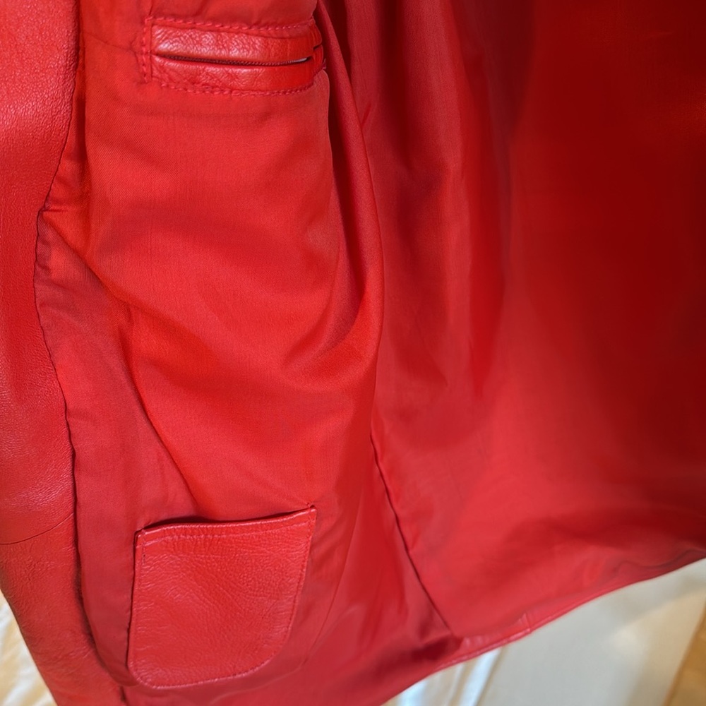 Women's Red Leather Vintage Jacket - Picture 9 of 14